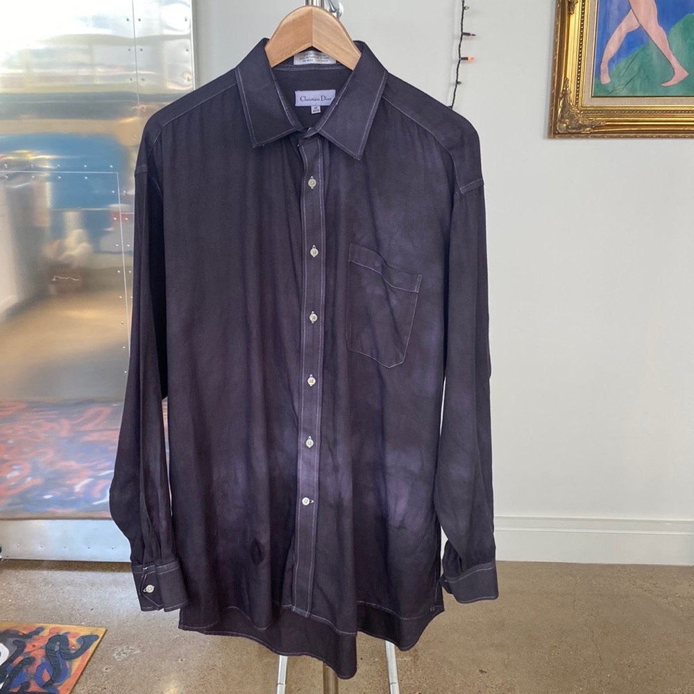 Dior | Black Tie-Dye Cotton Button-Up